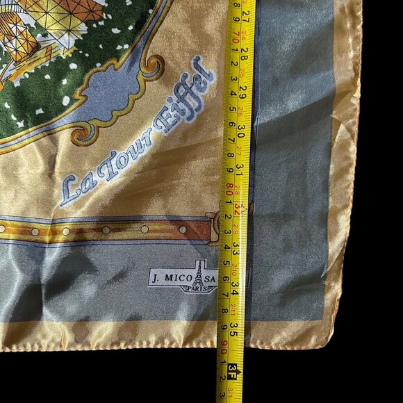 Paris France Souvenir Scarf J Mico Sancho Landmarks Polyester Peach Gray - Picture 9 of 10